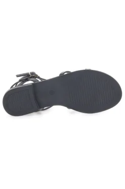 Sandali neri bassi con fascette incrociate e dettagli oro Me & Me 661