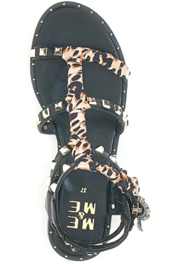 Sandali Neri Con Borchie e Foulard Me & Me 660
