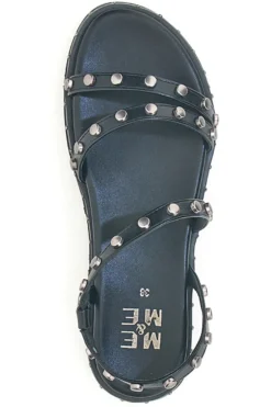 Sandali neri con borchie piatte Me & Me 1670