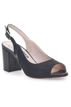 Sandali Neri Con Brillantini e Cinturino Sling-back Pittarello Glam 916