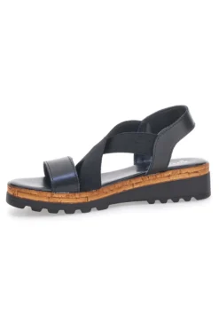 Sandali Neri con Elastici Frontali e Tomaia in Pelle PITTARELLO 310570811