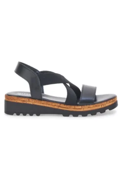 Sandali Neri con Elastici Frontali e Tomaia in Pelle PITTARELLO 310570811