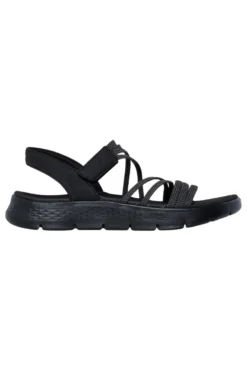 Sandali neri con fasce elastiche e cinturino in velcro Skechers Go walk flex sandal