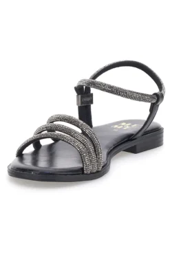 Sandali neri con fascette sottili e strass Me & Me 1703