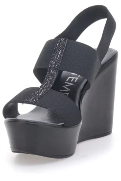 Sandali Neri con Glitter e Plateau MIO TEMPO 3132/J1054