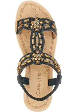 Sandali Neri Con Perline Quanna Mel 21026