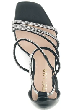 Sandali neri con strass First lady P692