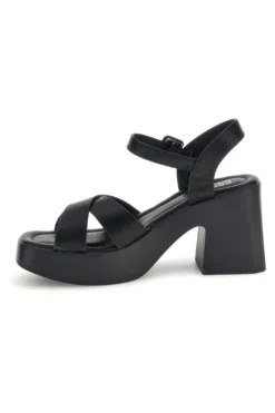 Sandali neri con tacco e plateau Prima riga BL501708
