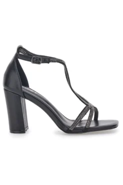 Sandali Neri Con Tacco e Strass The First 257