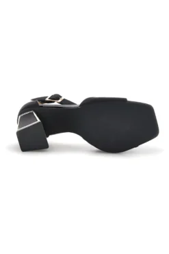 Sandali neri con tacco largo e cinturino First lady P698