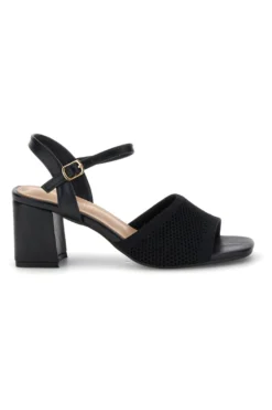 Sandali neri con tacco largo e cinturino First lady P694