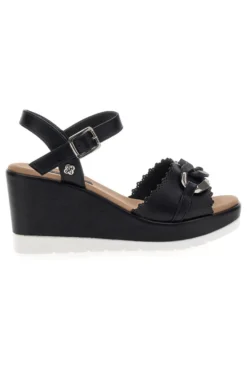 Sandali neri con zeppa e catena decorativa Gmv SA0439