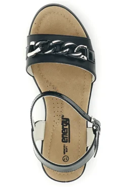 Sandali Neri con zeppa e catena decorativa Energy E486
