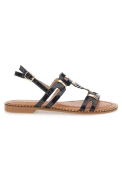 Sandali Neri e Oro Con Suola Flat The First 19465