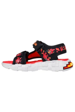 Sandali neri e rossi sportivi con stampa pixel Skechers Mega-Splash 4K