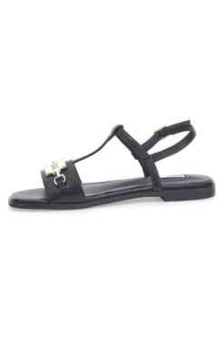 Sandali Neri Flat con Dettaglio Catena Ferre' F251