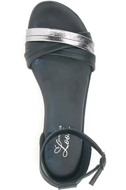 Sandali Neri Flat Con Dettagli Argentati Pittarello Look 225410