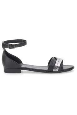 Sandali Neri Flat Con Dettagli Argentati Pittarello Look 225410