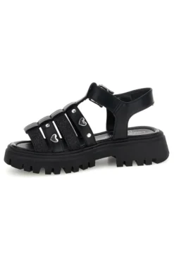 Sandali neri glitter con borchie e fibbie Laura Biagiotti 9021C9766