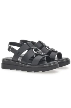 Sandali Neri In Pelle 100% Eco Friendly Pittarello Rock 5835