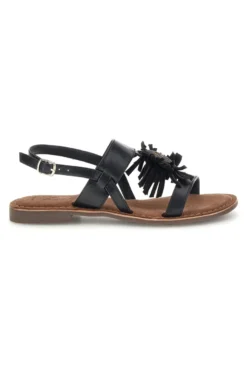 Sandali neri in vera pelle con frange Pittarello look IF10277