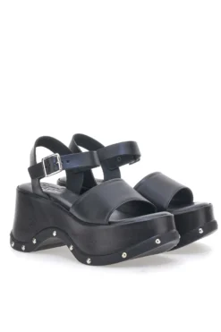 Sandali Neri In Vera Pelle con Platform Alto PITTARELLO ROCK 15777/Z