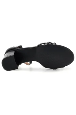 Sandali nero con cinturini brillanti e tacco largo First lady P706