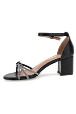 Sandali nero con cinturini brillanti e tacco largo First lady P706
