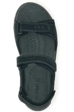 Sandali nero in vera pelle con chiusure a strappo Fly dynamic FD10