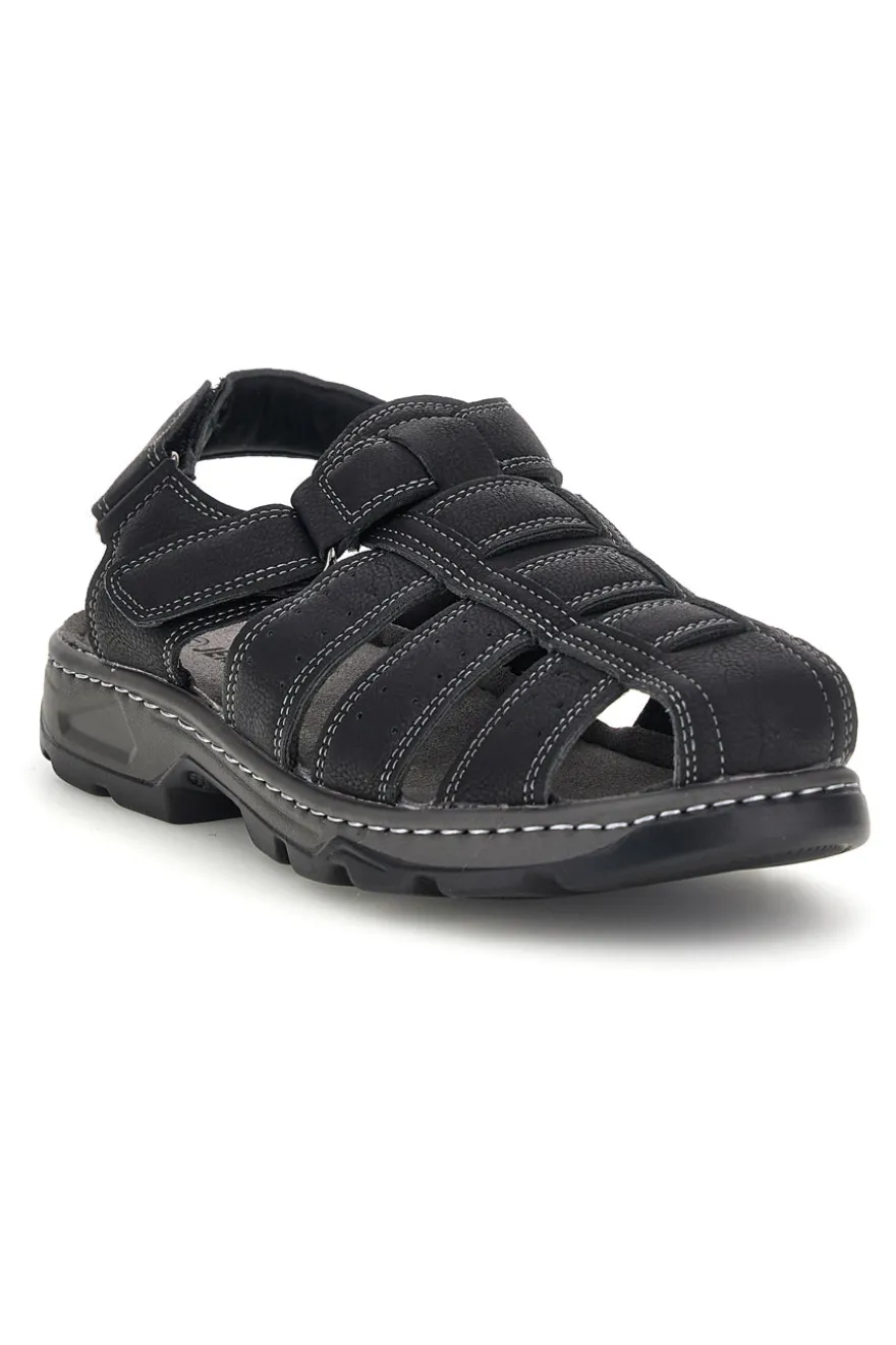 Sandali nero punta chiusa strappo regolabile Jerpoint M8557