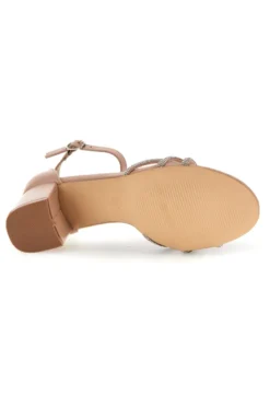 Sandali nude con cinturini brillanti e tacco largo First lady P706