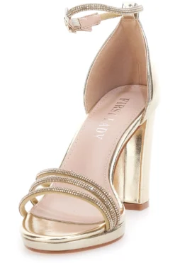 Sandali Oro Aperti Con Tacco E Cinturino First Lady P557