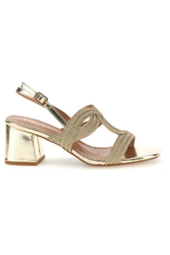Sandali oro con cinturini intrecciati e tacco largo First lady P696