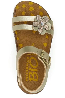 Sandali oro con fiore glitter Pittarello Bio 257A007SR