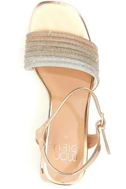Sandali oro rosa con fascia glitter e tacco geometrico Mon Dieu 1651
