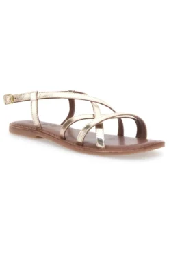 Sandali Platino a Infradito con Tomaia in Pelle Incrociata PITTARELLO SUN A99361103