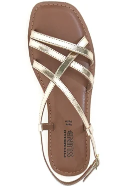 Sandali Platino a Infradito con Tomaia in Pelle Incrociata PITTARELLO SUN A99361103