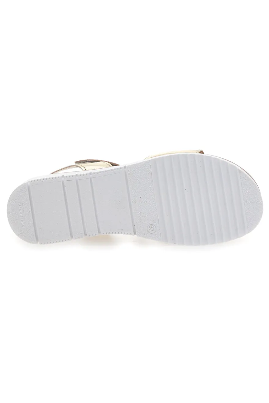 Sandali Platino Con Strappi in Velcro Cafe'Cost 5010