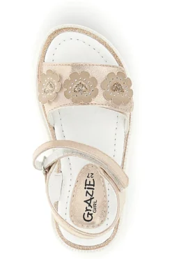 Sandali rosa applicazioni floreali cinturino regolabile Grazie girl 229599
