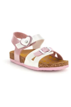 Sandali rosa bianchi con fibbia e cinturino cuore Pittarello bio 257A187SR
