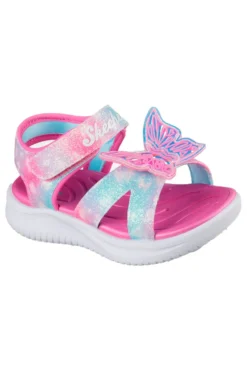 Sandali rosa con farfalla luminosa Skechers Jumpsters Sandal Butterfly Brights