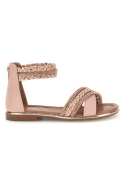 Sandali rosa con fasce incrociate glitter e cerniera Grazie girl 15023
