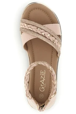 Sandali rosa con fasce incrociate glitter e cerniera Grazie girl 15023