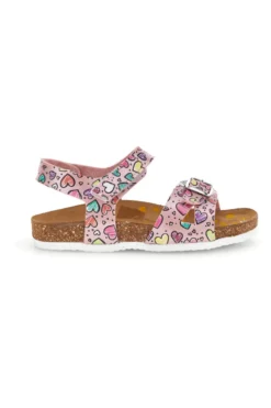 Sandali rosa fantasia cuoricini con fibbie Pittarello bio 257A084SR