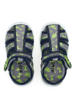 Sandali semiaperti blu fantasia dinosauri primi passi Pitt kids PK2492G
