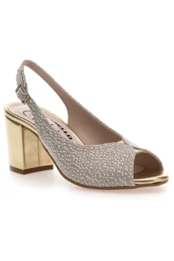 Sandali Slingback Platino con Tomaia Effetto Ricamo PITTARELLO GLAM 5991
