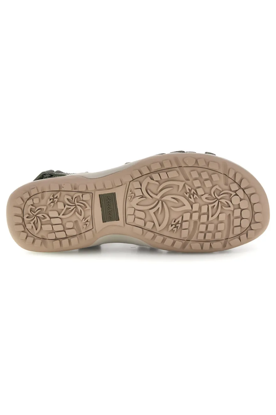 Sandali verde oliva con fasce elastiche regolabili Skechers REGGAE SLIM SUMMER GETAWAY
