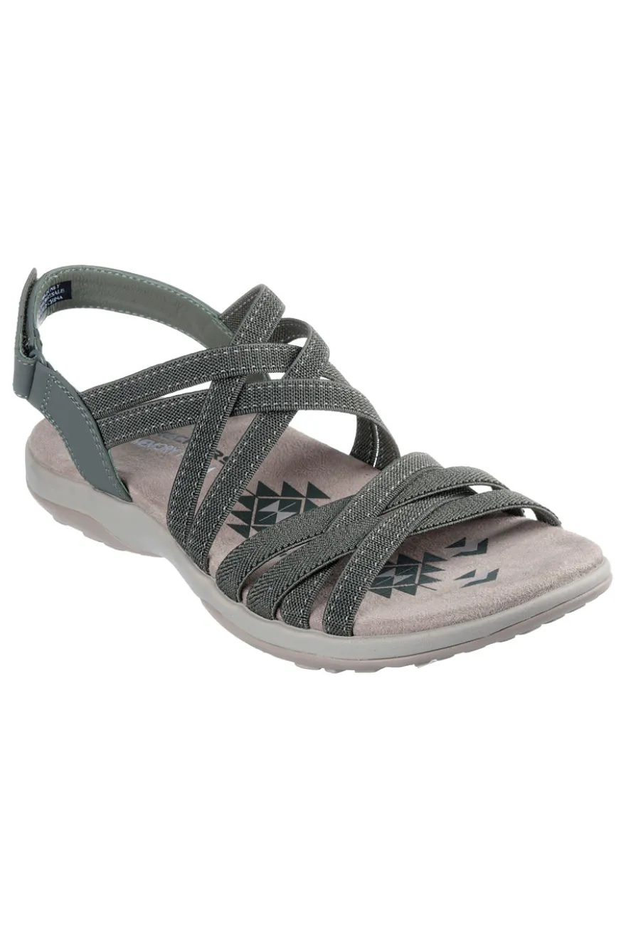 Sandali verde oliva con fasce elastiche regolabili Skechers REGGAE SLIM SUMMER GETAWAY