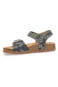 Sandali verde safari con doppio strappo e plantare in sughero PITT KIDS 14513