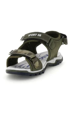 Sandali verdi con dettagli a contrasto e chiusura a strappo Pitt kids 15117